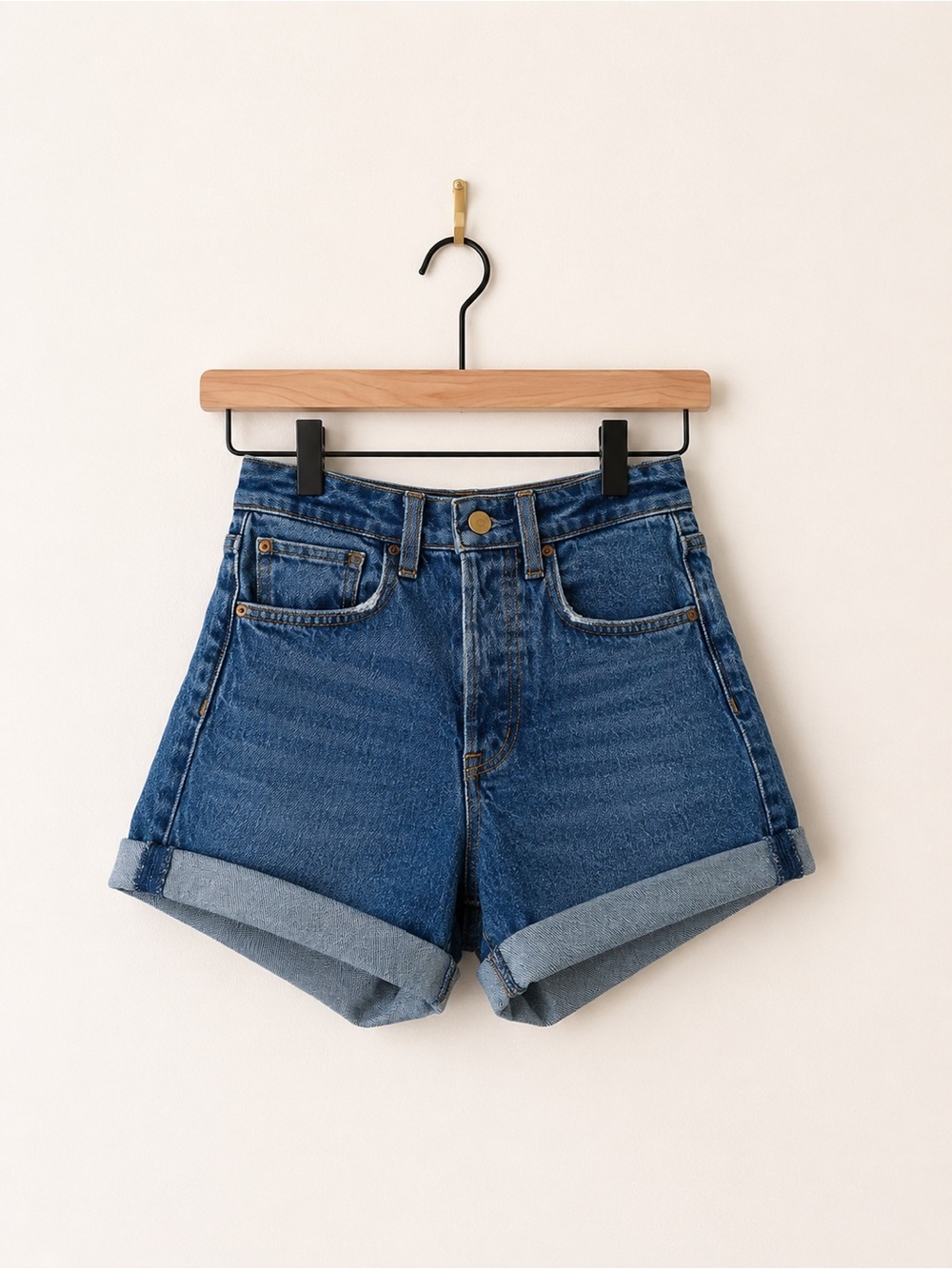 Joe's Jeans Dark Blue High-Rise Cuffed Denim Shorts